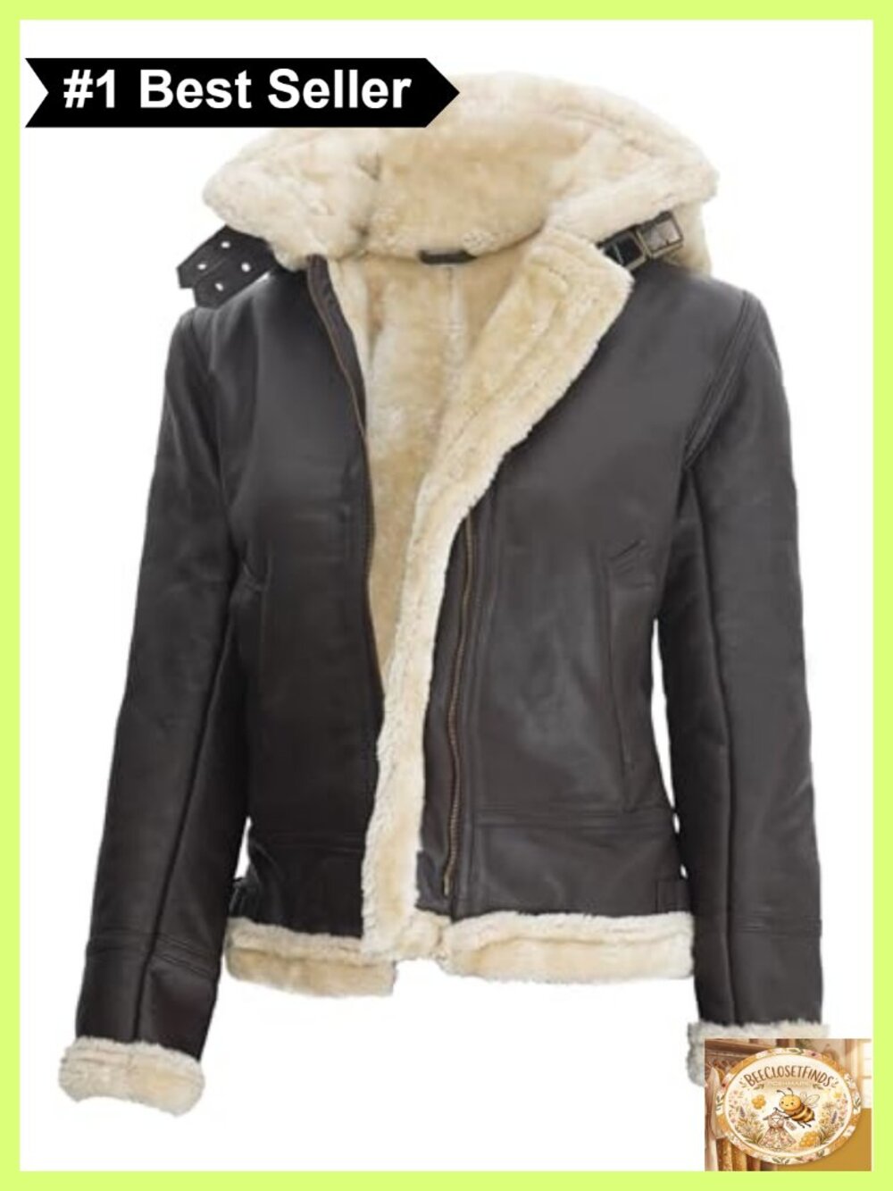 Real Lambskin Leather Shearling Jacket Hooded Zip Front Women Winter Coat